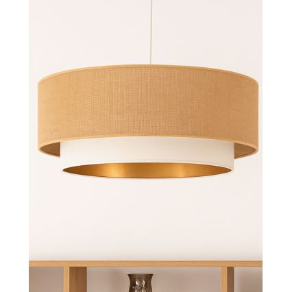 Závesný luster na lanku SARTA 1xE27/60W/230V pr. 45 cm biela/juta