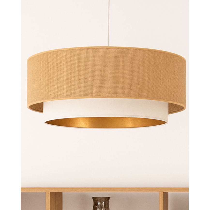 Závesný luster na lanku SARTA 1xE27/60W/230V pr. 45 cm biela/juta