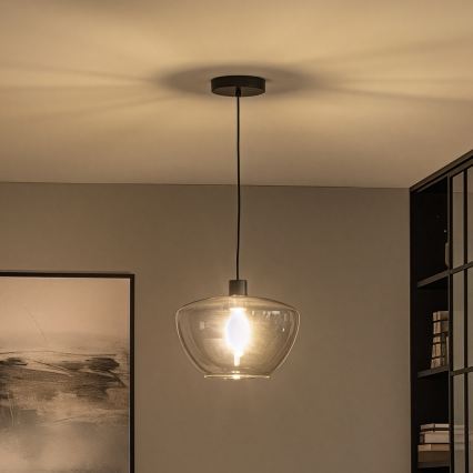 Závesný luster na lanku SEVENTIES E27/40W/230V dymová/sivá