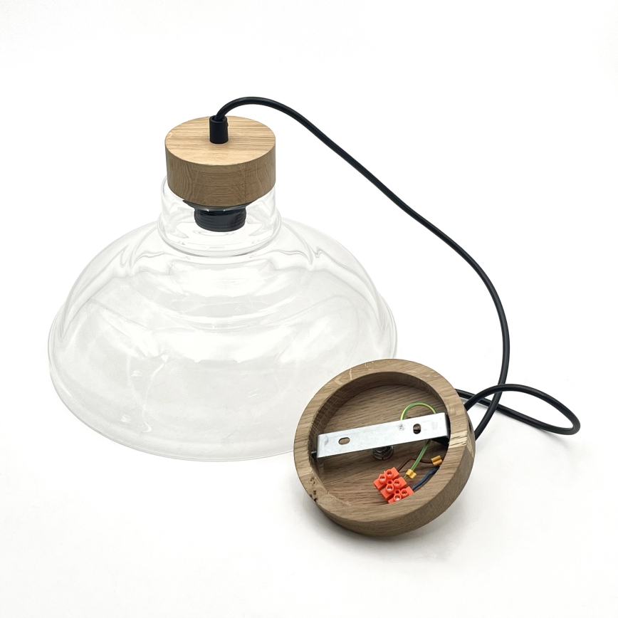 Závesný luster na lanku SINGLE 1xE27/60W/230V pr. 28 cm dub