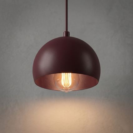 Závesný luster na lanku SOOL 1xE27/15W/230V, priemer 15 cm, bordový