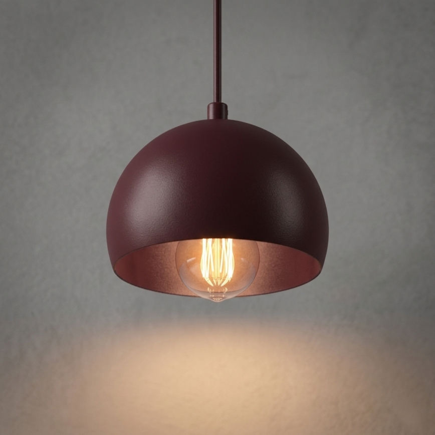 Závesný luster na lanku SOOL 1xE27/15W/230V, priemer 15 cm, bordový