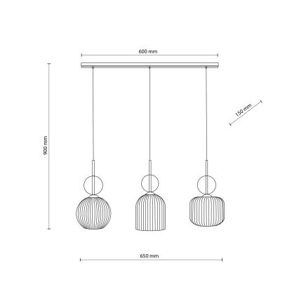 Závesný luster na lanku SOPHIA 3xE14/10W/230V čierna/dymová béžová