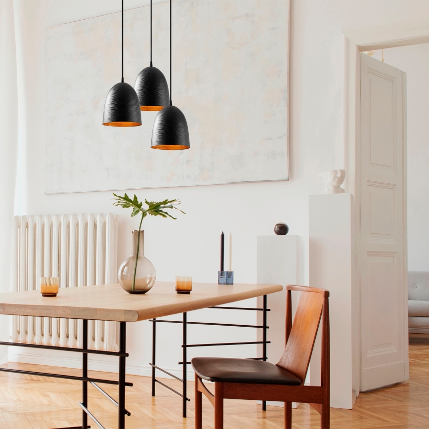 Závesný luster na lanku TATTOO 3xE27/40W/230V čierny