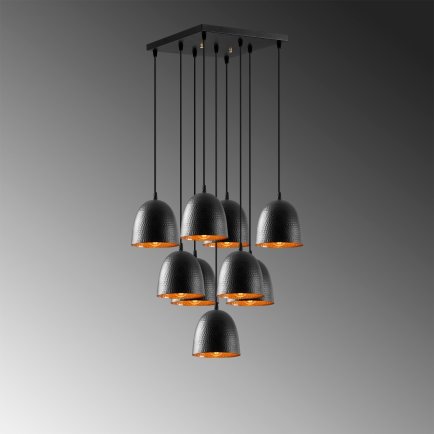 Závesný luster na lanku TATTOO 9xE27/40W/230V čierny