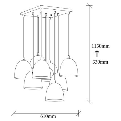 Závesný luster na lanku TATTOO 9xE27/40W/230V čierny