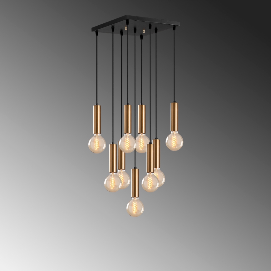 Závesný luster na lanku TEMPO 9xE27/40W/230V zlatý