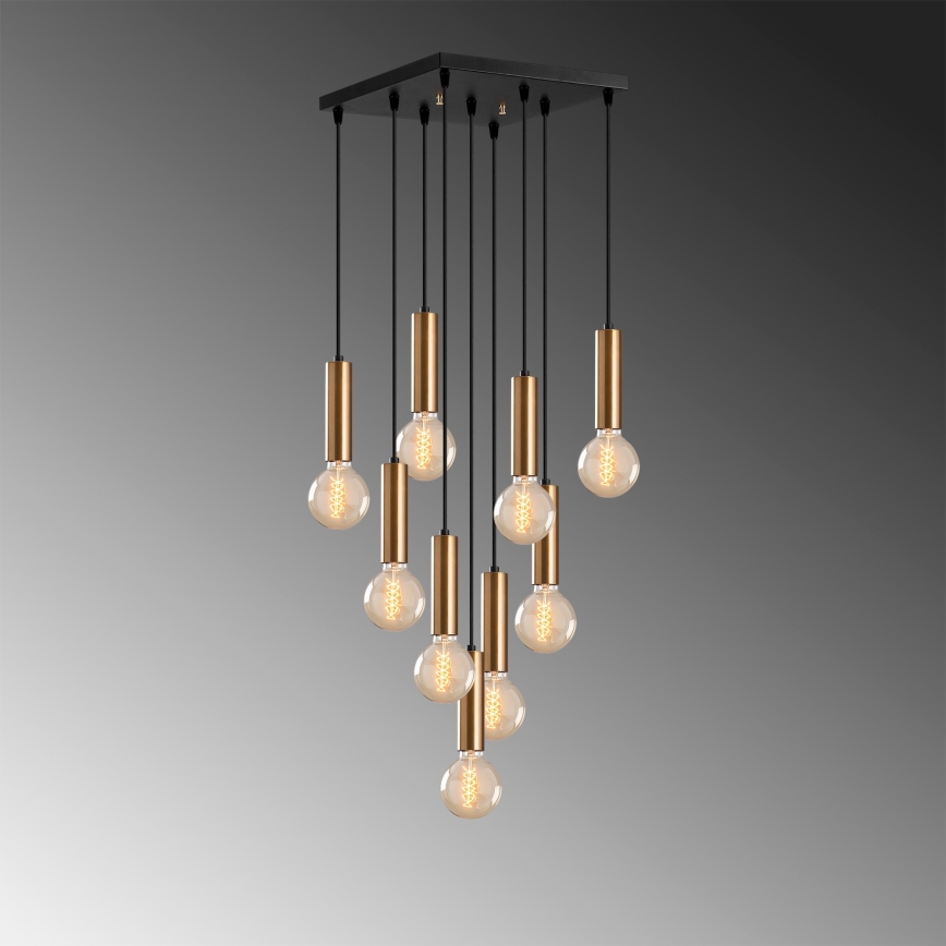 Závesný luster na lanku TEMPO 9xE27/40W/230V zlatý