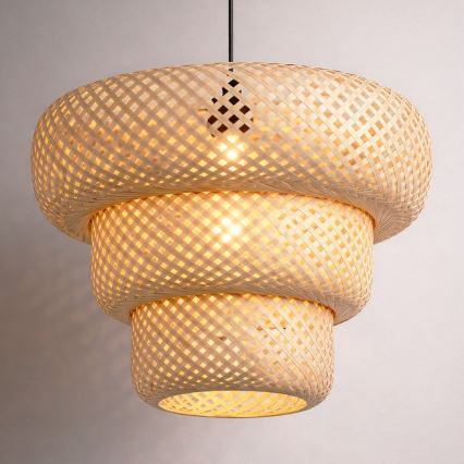 Závesný luster na lanku TULUM 1xE27/15W/230V pr. 35 cm bambus
