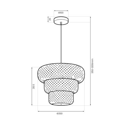 Závesný luster na lanku TULUM 1xE27/15W/230V pr. 35 cm bambus