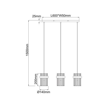 Závesný luster na lanku VETRO 3xE14/10W/230V zlatý