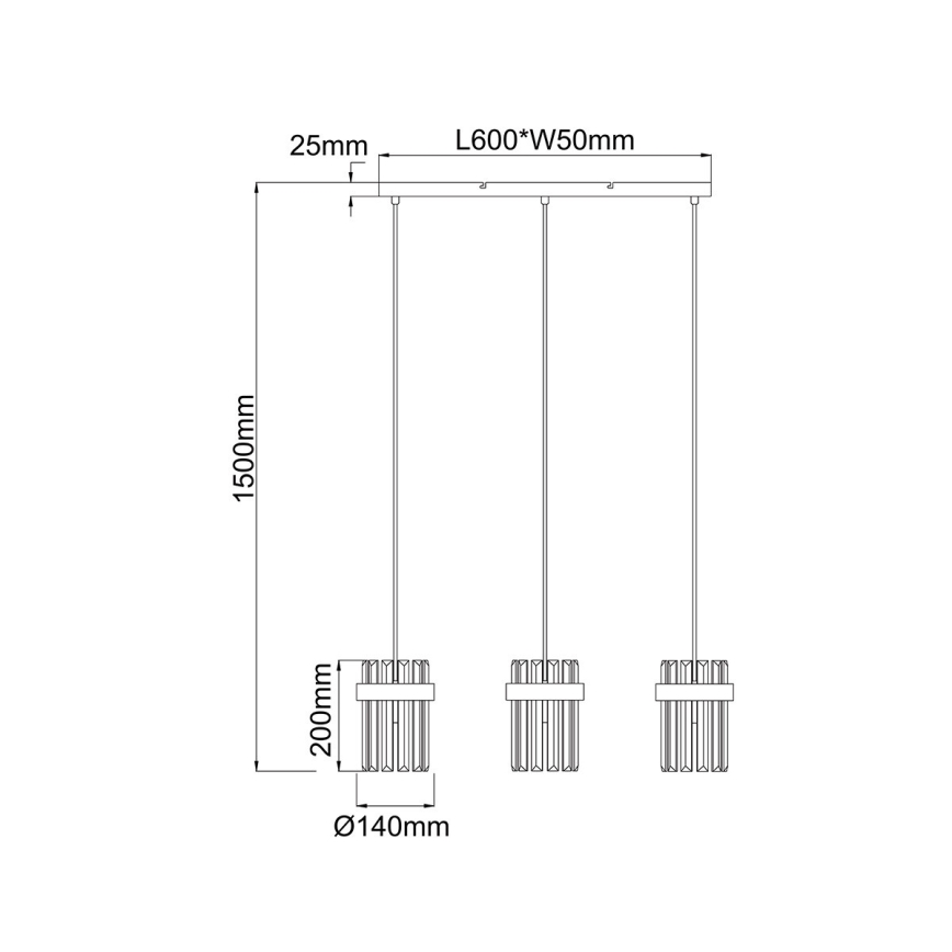 Závesný luster na lanku VETRO 3xE14/10W/230V zlatý