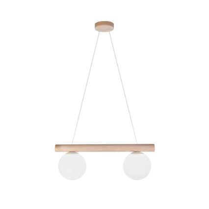 Závesný luster na lanku WOODSTOCK 2xE27/15W/230V drevený/krémový