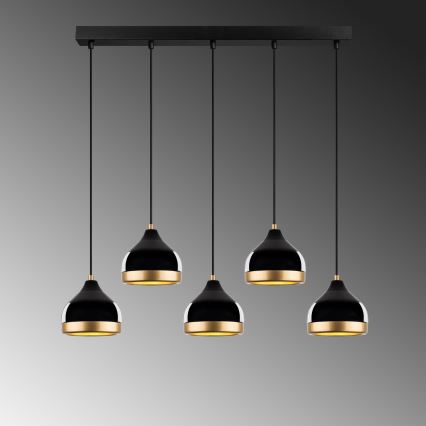Závesný luster na lanku YILDO 5xE27/40W/230V čierna/zlatá
