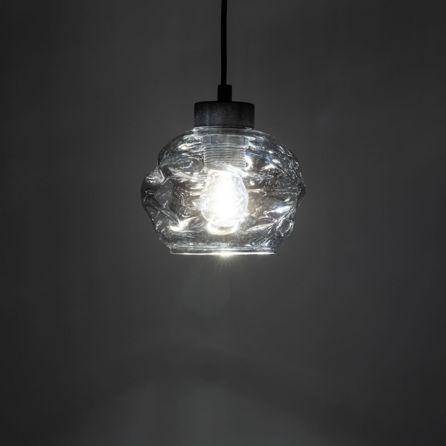 Závesný luster na lanku ZULIA 1xE27/15W/230V čierna/dymovo čierna