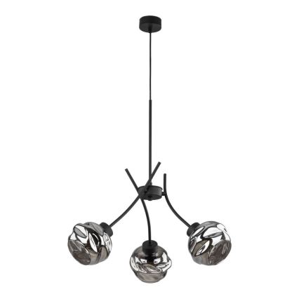Závesný luster na lanku ZULIA 3xE27/15W/230V čierna/dymová čierna