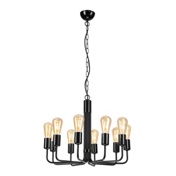 Závesný luster na reťazi 10xE27/60W/230V čierny