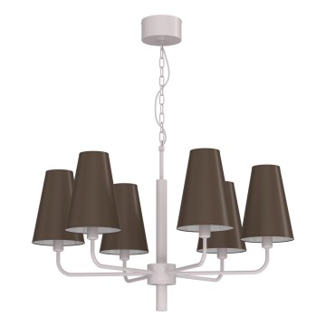 Závesný luster na reťazi TORTOLA 6xE14/15W/230V hnedá/krémová