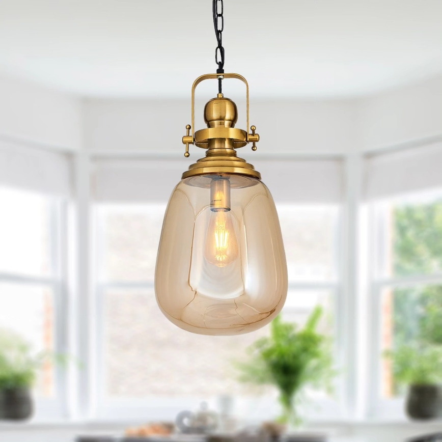 Závesný luster na retiazke BOTTLE 1xE27/40W/230V zlatý