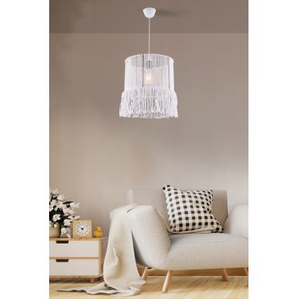 Závesný luster NESS MACRAME na lanku 1xE27/40W/230V biely