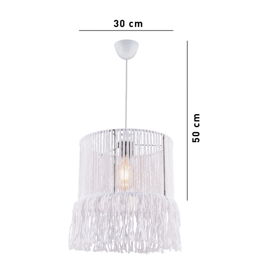 Závesný luster NESS MACRAME na lanku 1xE27/40W/230V biely