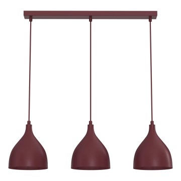 Závesný luster NOAK CLASSIC na lanku 3xE27/15W/230V bordový