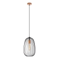 Závesný luster OVELLA na lanku 1xE27/15W/230V, priemer 25 cm, čierna/borovica