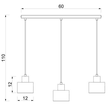 Závesný luster PARKLA 3xE27/15W/230V čierny