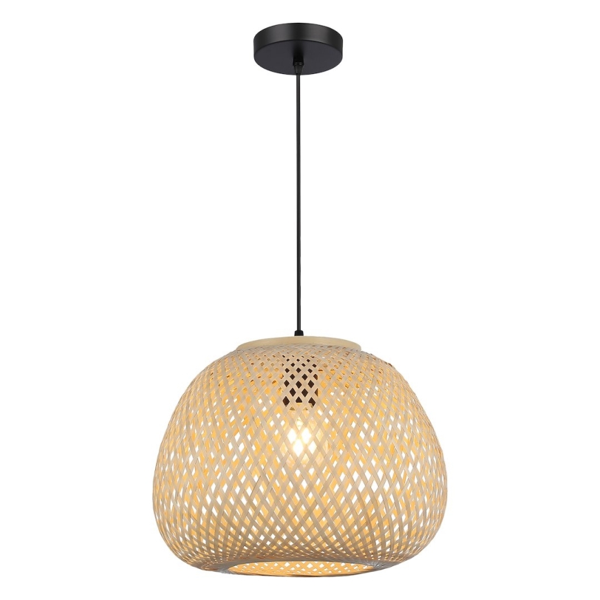 Závesný luster PETRA na lanku 1xE27/15W/230V, priemer 35 cm, bambus