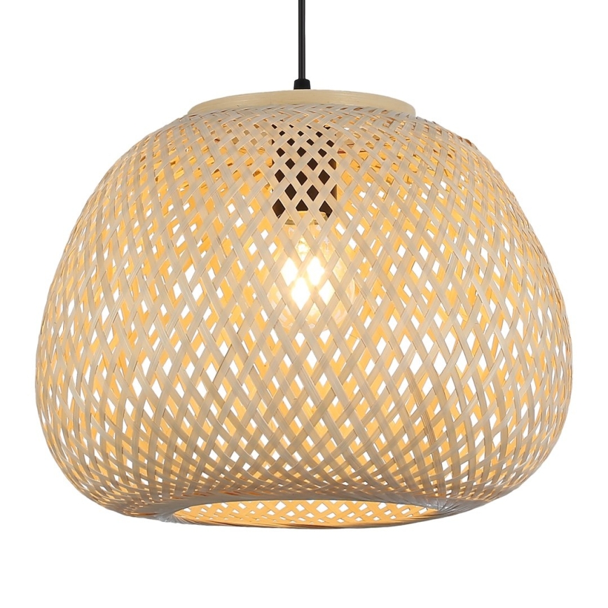 Závesný luster PETRA na lanku 1xE27/15W/230V, priemer 35 cm, bambus