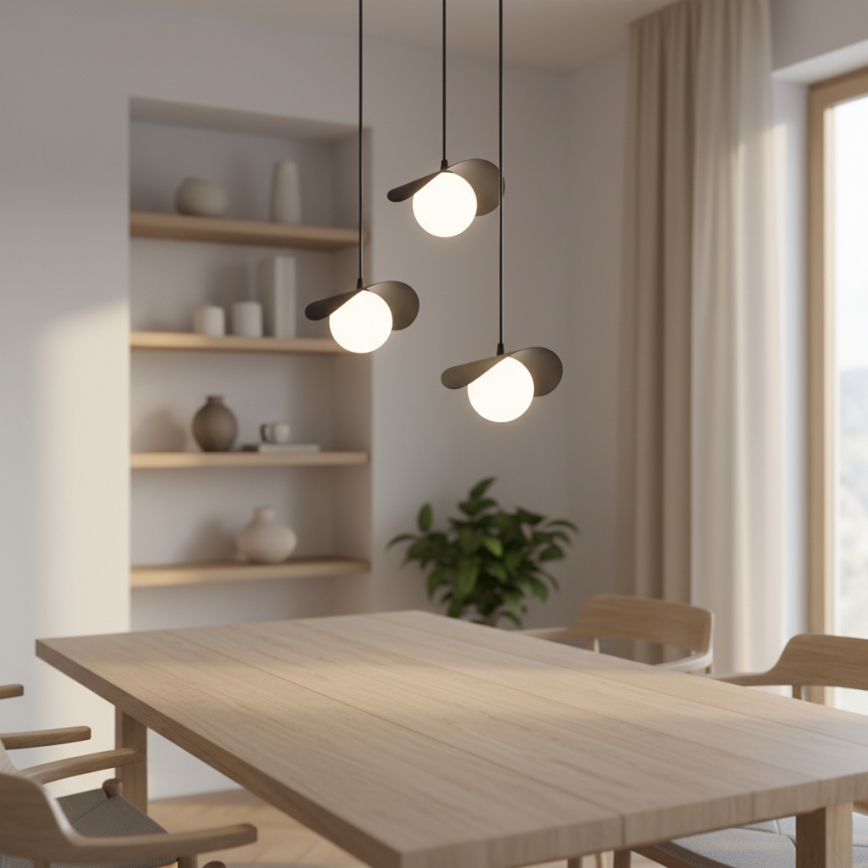 Závesný luster RITUAL na lanku 3xG9/8W/230V čierny