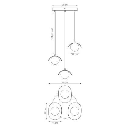 Závesný luster RITUAL na lanku 3xG9/8W/230V čierny