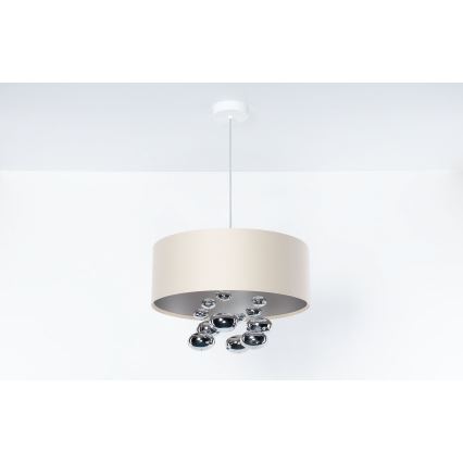 Závesný luster s lankom BUBBLE 1xE27/60W/230V pr. 40 cm béžová