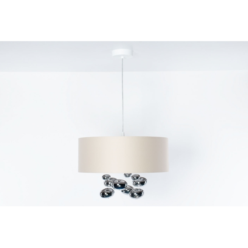Závesný luster s lankom BUBBLE 1xE27/60W/230V pr. 40 cm béžová
