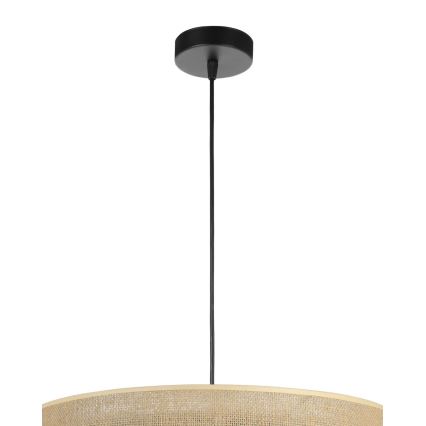 Závesný luster SARTA na lanku 1xE27/60W/230V, pr. 45 cm, čierna/juta