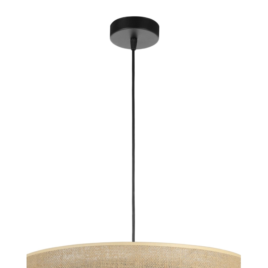 Závesný luster SARTA na lanku 1xE27/60W/230V, pr. 45 cm, čierna/juta