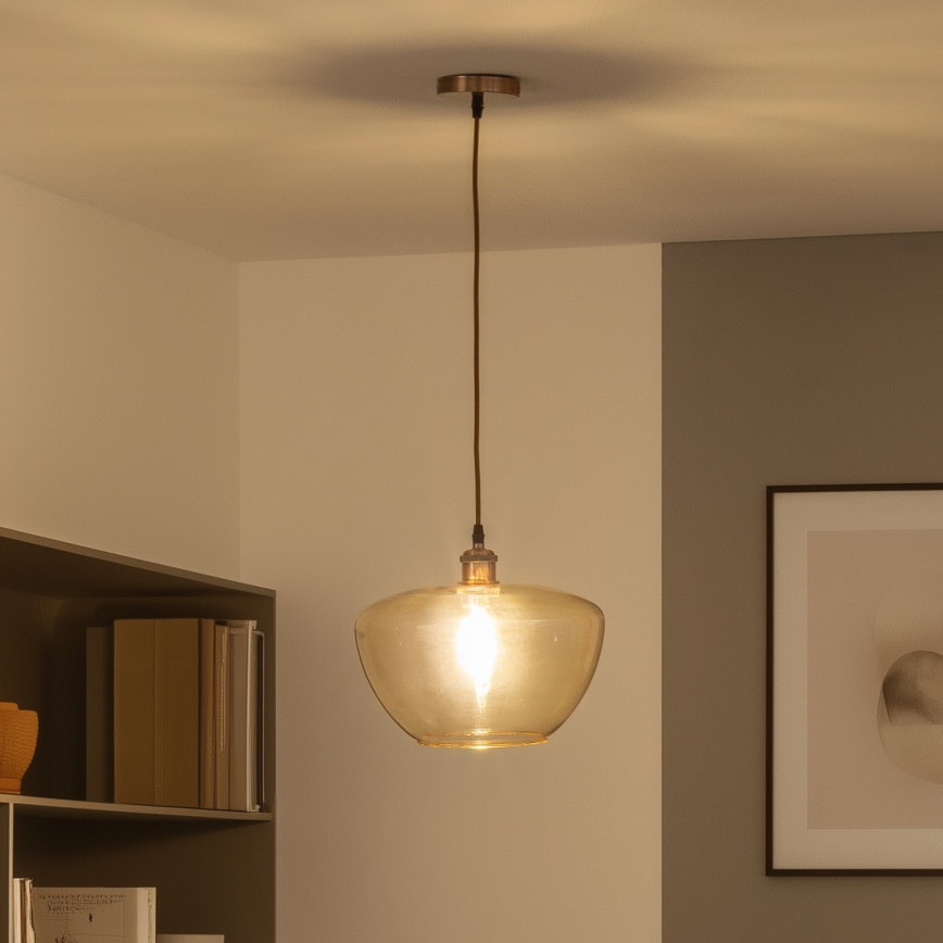 Závesný luster SEVENTIES E27/60W/230V dymový/hnedý