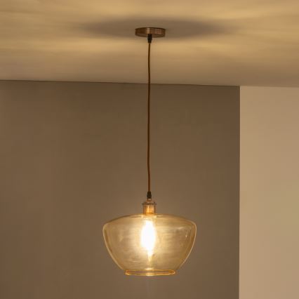 Závesný luster SEVENTIES E27/60W/230V dymový/hnedý