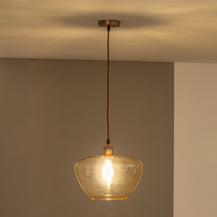 Závesný luster SEVENTIES E27/60W/230V dymový/hnedý
