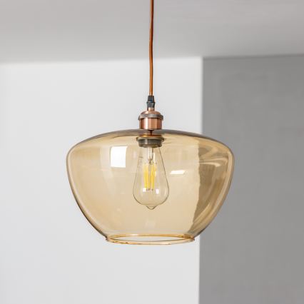 Závesný luster SEVENTIES E27/60W/230V dymový/hnedý