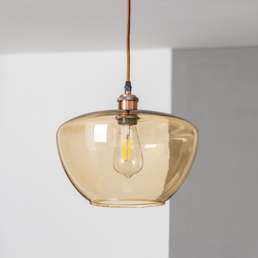 Závesný luster SEVENTIES E27/60W/230V dymový/hnedý