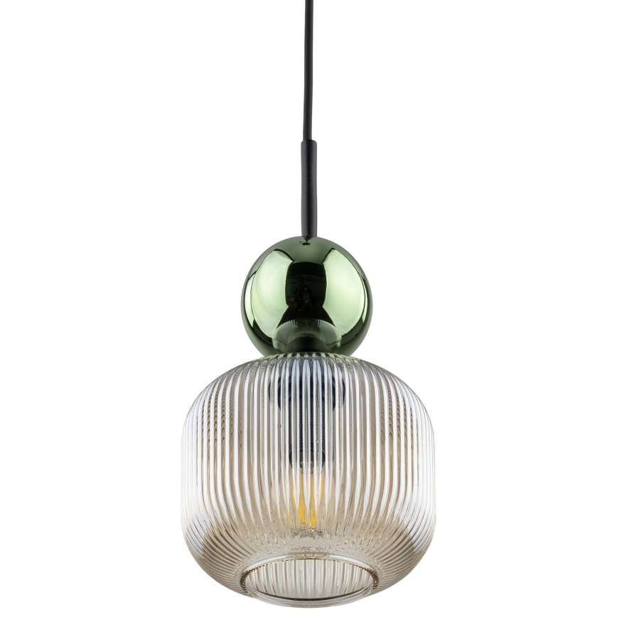 Závesný luster SOPHIA na lanku 1xE14/10W/230V čierna/zelená/dymová béžová