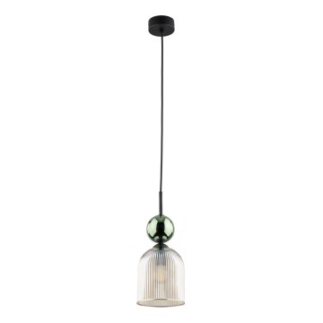 Závesný luster SOPHIA na lanku 1xE14/10W/230V čierna/zelená/dymová béžová
