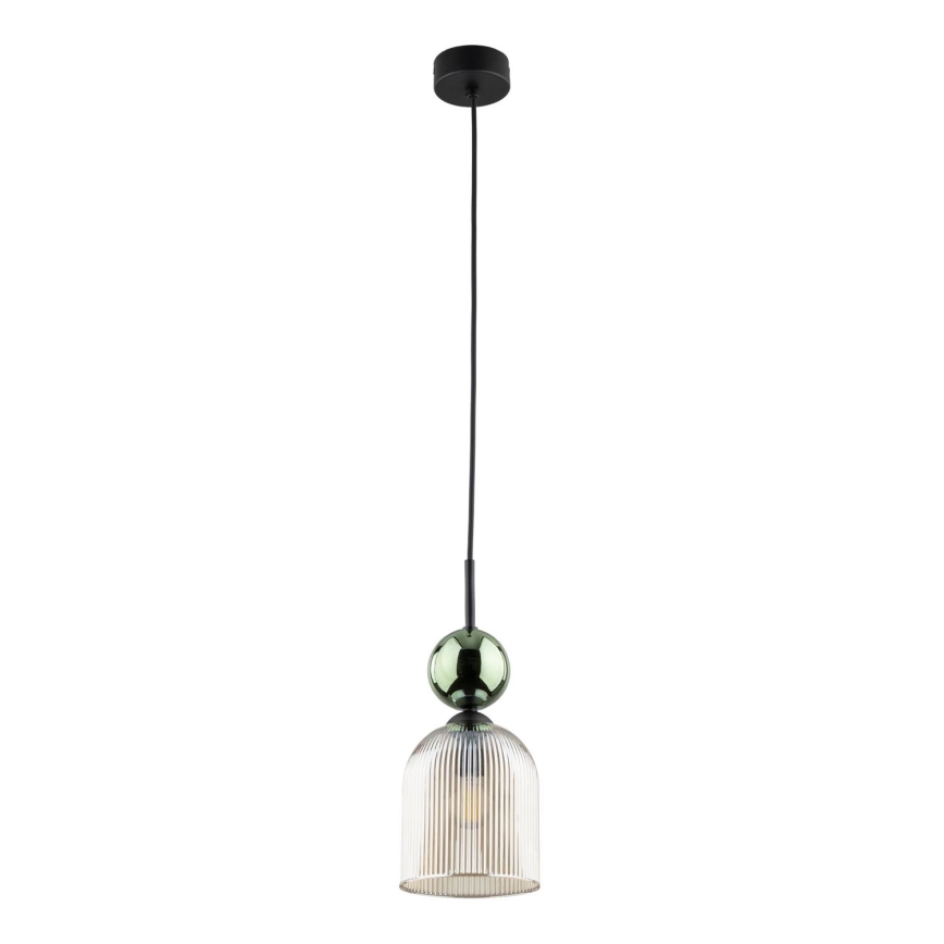 Závesný luster SOPHIA na lanku 1xE14/10W/230V čierna/zelená/dymová béžová
