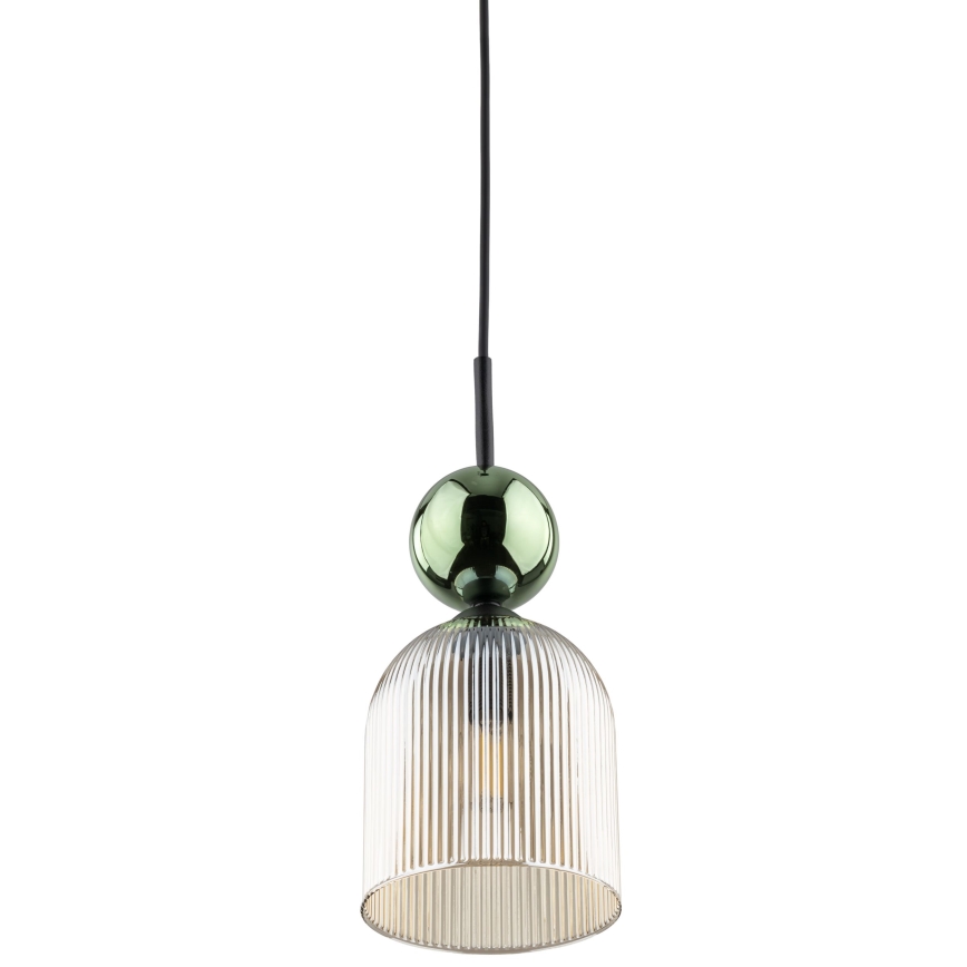 Závesný luster SOPHIA na lanku 1xE14/10W/230V čierna/zelená/dymová béžová