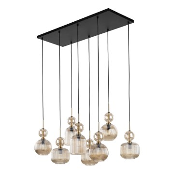 Závesný luster SOPHIA na lanku 8xE14/10W/230V čierna/dymovo-béžová