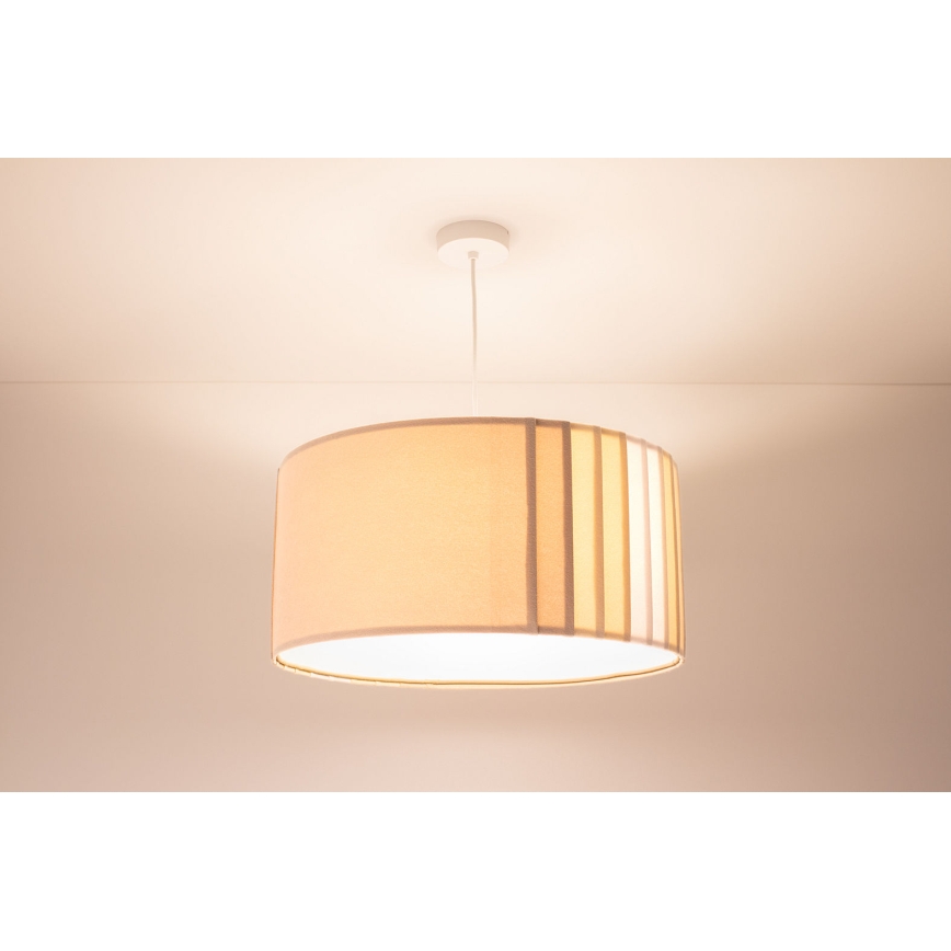 Závesný luster STRIPES na lankách 1xE27/60W/230V, priemer 60 cm, béžový