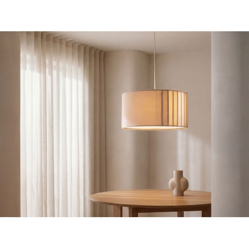Závesný luster STRIPES na lankách 1xE27/60W/230V, priemer 60 cm, béžový