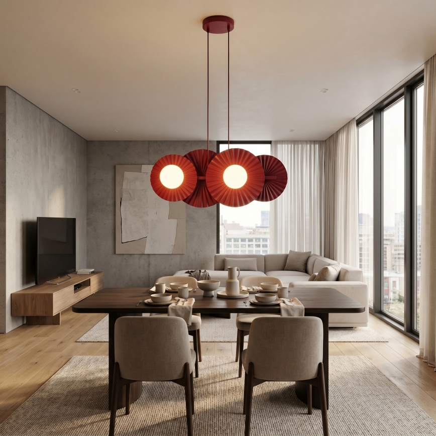 Závesný luster UMBRA na lanku 4xG9/8W/230V, červený