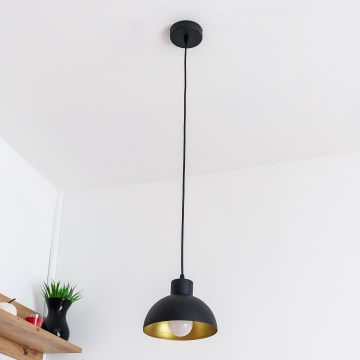 Závesný luster VESPER na lanku 1xE27/15W/230 priemer 18 cm čierna/zlatá